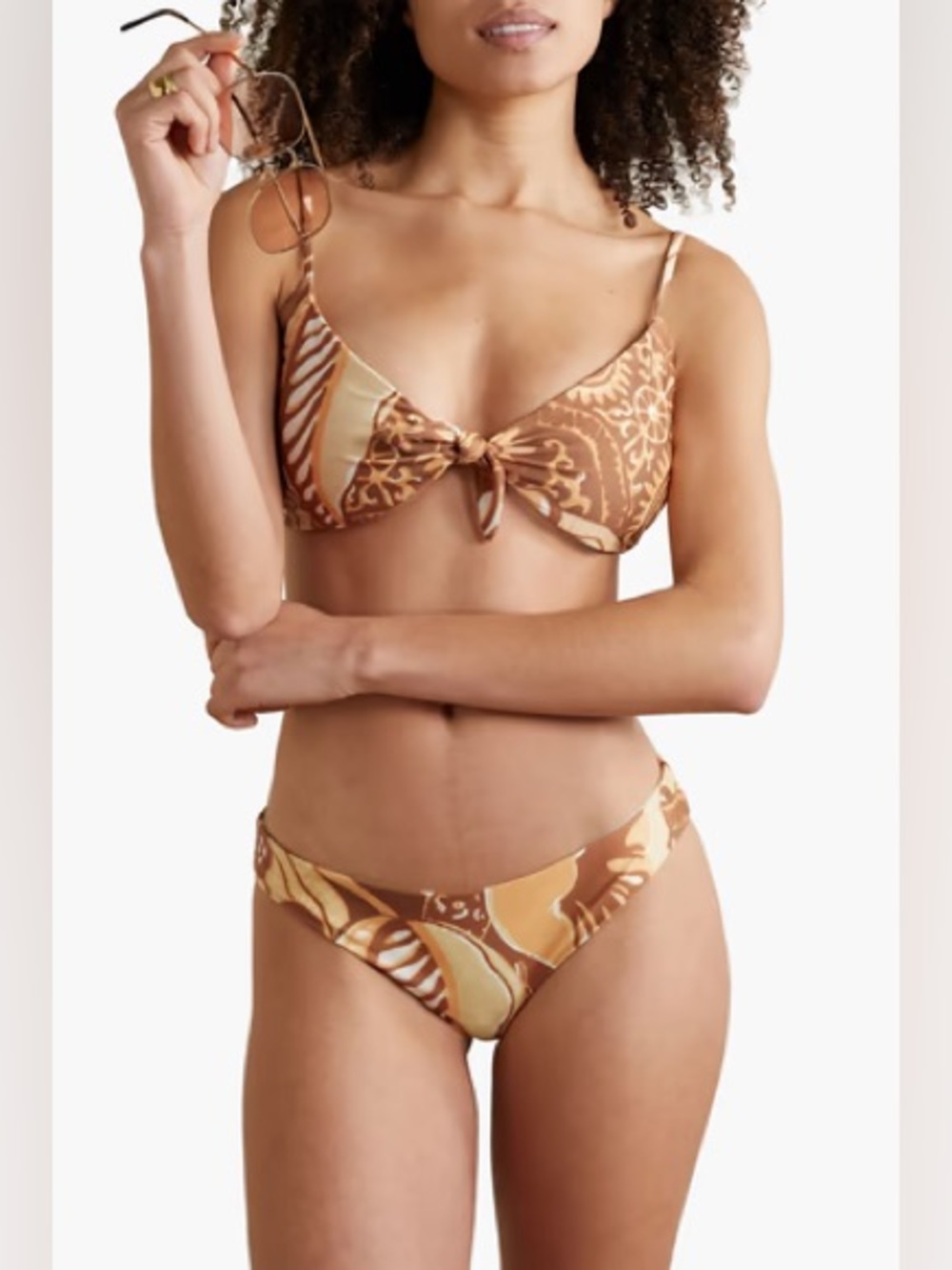 NWT Mara Hoffman Carla Bikini Set Yellow Multi Print Top XL Bottom L